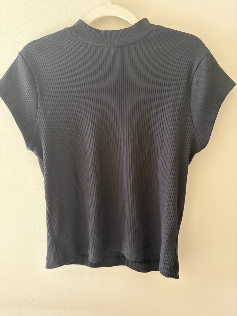 Old Navy Black Ribbed Short Sleeve Mock Neck Tee